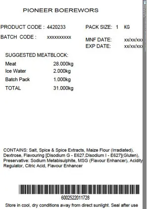 Image for Pioneer Boerewors 1kg