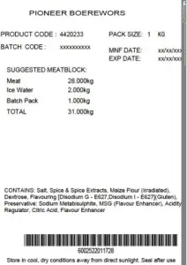 Image for Pioneer Boerewors 1kg