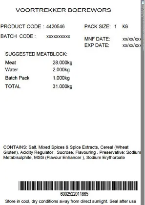 Image for Voortrekker Boerewors 1kg