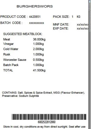 Image for Burgherswors 1kg